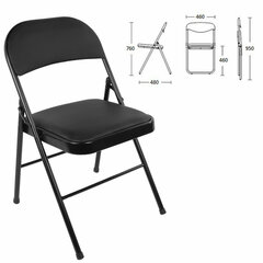 Стул складной BRABIX &laquo;Golf Plus CF-003 КОМФОРТ&raquo;, черный каркас, кожзам черный, В КОРОБЕ, 533026