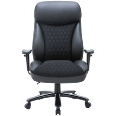 Кресло офисное CHAIRMAN CH 414, НАГРУЗКА до 180 кг, пружинный блок в сиденье, ткань/<wbr/>экокожа, черное