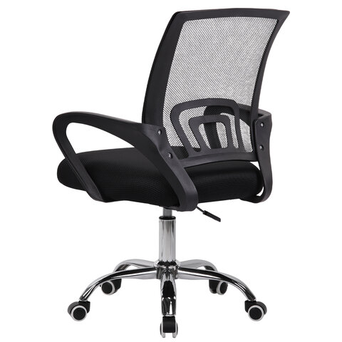 Кресло CROMEX (КРОМЕКС) "Top CH-695", ХРОМ, с подлокотниками, сетка/ткань TW, черное, 533066 - фото 5