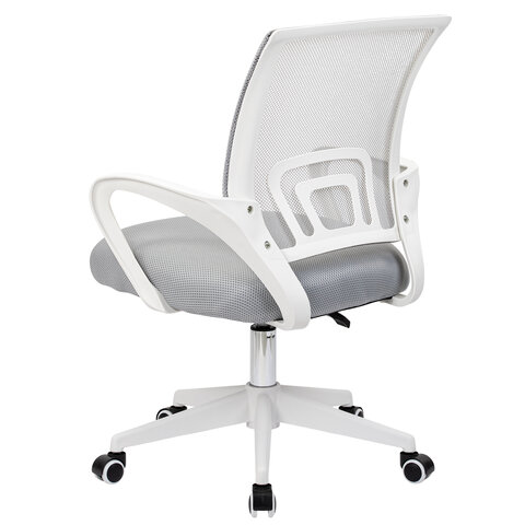 Кресло CROMEX (КРОМЕКС) "Top CH-695W", с подлокотниками, пластик белый, сетка/ткань TW, серое, 533067 - фото 5