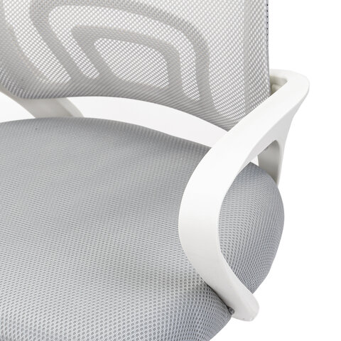 Кресло CROMEX (КРОМЕКС) "Top CH-695W", с подлокотниками, пластик белый, сетка/ткань TW, серое, 533067 - фото 8