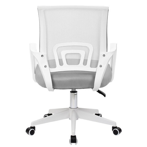 Кресло CROMEX (КРОМЕКС) "Top CH-695W", с подлокотниками, пластик белый, сетка/ткань TW, серое, 533067 - фото 4