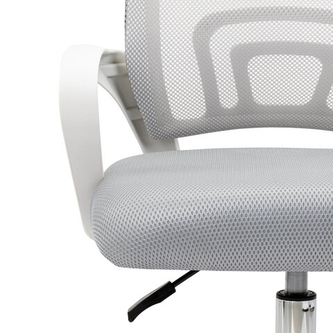 Кресло CROMEX (КРОМЕКС) "Top CH-695W", с подлокотниками, пластик белый, сетка/ткань TW, серое, 533067 - фото 9