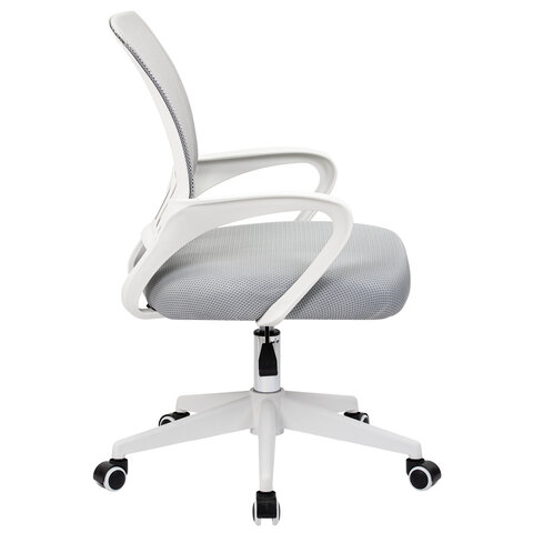 Кресло CROMEX (КРОМЕКС) "Top CH-695W", с подлокотниками, пластик белый, сетка/ткань TW, серое, 533067 - фото 2