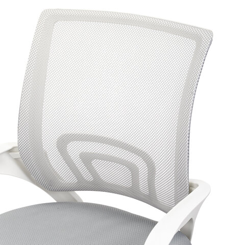 Кресло CROMEX (КРОМЕКС) "Top CH-695W", с подлокотниками, пластик белый, сетка/ткань TW, серое, 533067 - фото 11