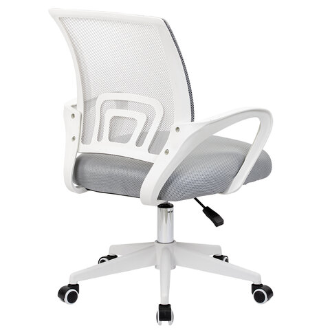 Кресло CROMEX (КРОМЕКС) "Top CH-695W", с подлокотниками, пластик белый, сетка/ткань TW, серое, 533067 - фото 3