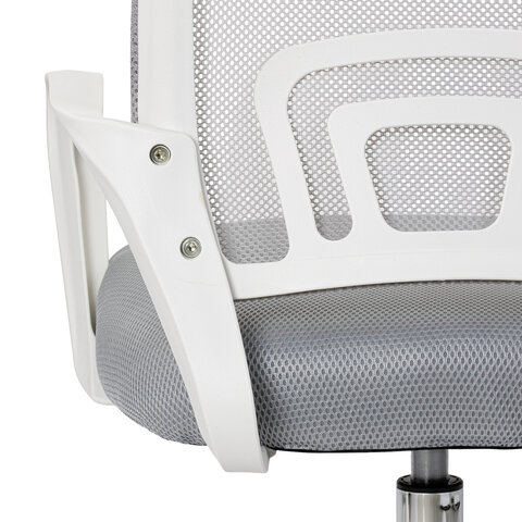 Кресло CROMEX (КРОМЕКС) "Top CH-695W", с подлокотниками, пластик белый, сетка/ткань TW, серое, 533067 - фото 10