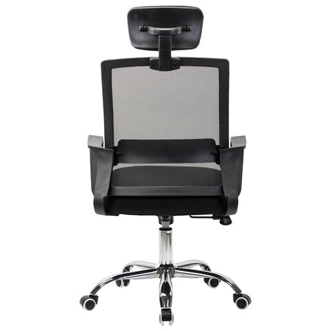 Кресло CROMEX (КРОМЕКС) "Debut CH-697", ХРОМ, с подлокотниками, механизм качания, сетка/ткань TW, черное, 533068 - фото 4