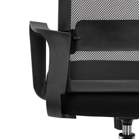 Кресло CROMEX (КРОМЕКС) "Debut CH-697", ХРОМ, с подлокотниками, механизм качания, сетка/ткань TW, черное, 533068 - фото 9