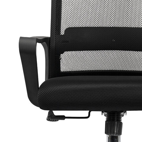 Кресло CROMEX (КРОМЕКС) "Debut CH-697", ХРОМ, с подлокотниками, механизм качания, сетка/ткань TW, черное, 533068 - фото 8