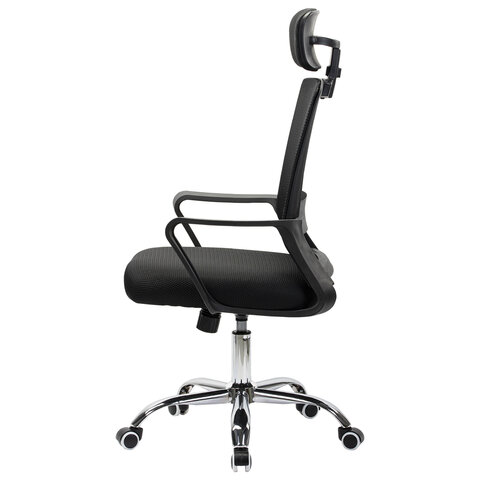 Кресло CROMEX (КРОМЕКС) "Debut CH-697", ХРОМ, с подлокотниками, механизм качания, сетка/ткань TW, черное, 533068 - фото 6