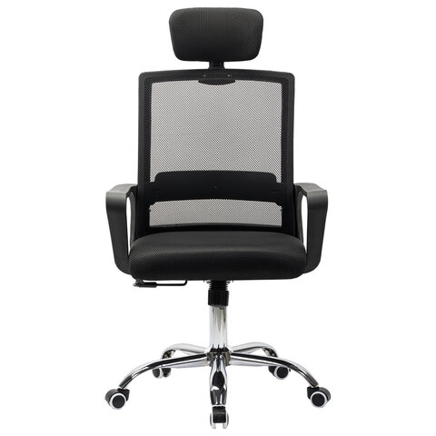 Кресло CROMEX (КРОМЕКС) "Debut CH-697", ХРОМ, с подлокотниками, механизм качания, сетка/ткань TW, черное, 533068 - фото 7