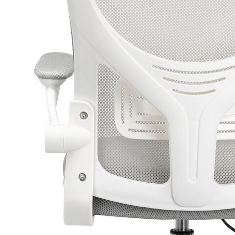 Кресло CROMEX (КРОМЕКС) "Dynamic CH-699", откидные подлокотники, пластик белый, сетка/ткань TW, серое, 533070 - фото 11