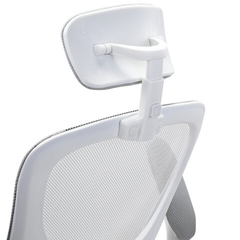 Кресло CROMEX (КРОМЕКС) "Dynamic CH-699", откидные подлокотники, пластик белый, сетка/ткань TW, серое, 533070 - фото 15
