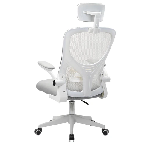 Кресло CROMEX (КРОМЕКС) "Dynamic CH-699", откидные подлокотники, пластик белый, сетка/ткань TW, серое, 533070 - фото 5