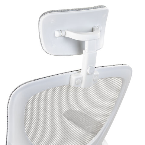 Кресло CROMEX (КРОМЕКС) "Dynamic CH-699", откидные подлокотники, пластик белый, сетка/ткань TW, серое, 533070 - фото 14