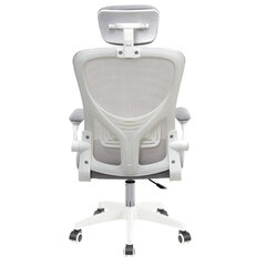 Кресло CROMEX (КРОМЕКС) &laquo;Dynamic CH-699&raquo;, откидные подлокотники, пластик белый, сетка/<wbr/>ткань TW, серое, 533070