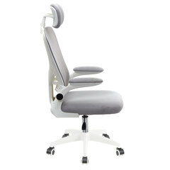 Кресло CROMEX (КРОМЕКС) &laquo;Dynamic CH-699&raquo;, откидные подлокотники, пластик белый, сетка/<wbr/>ткань TW, серое, 533070