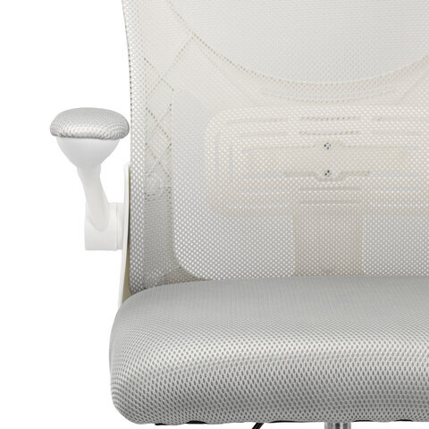 Кресло CROMEX (КРОМЕКС) "Dynamic CH-699", откидные подлокотники, пластик белый, сетка/ткань TW, серое, 533070 - фото 10
