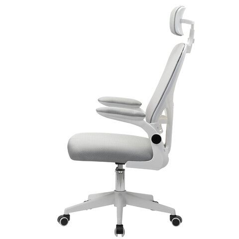 Кресло CROMEX (КРОМЕКС) "Dynamic CH-699", откидные подлокотники, пластик белый, сетка/ткань TW, серое, 533070 - фото 6