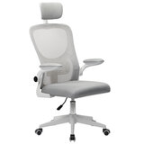 Кресло CROMEX (КРОМЕКС) "Dynamic CH-699", откидные подлокотники, пластик белый, сетка/ткань TW, серое, 533070