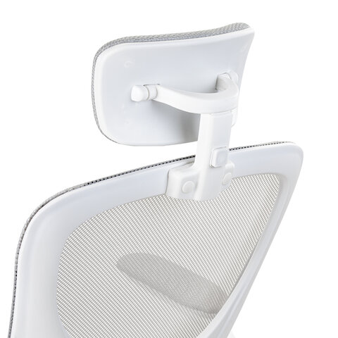 Кресло CROMEX (КРОМЕКС) "Dynamic CH-699", откидные подлокотники, пластик белый, сетка/ткань TW, серое, 533070 - фото 13