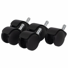 Колеса (ролики) для кресла, пластиковые, КОМПЛЕКТ 5 шт., шток d 11 мм, черные, в пакете, WBZ (ВБЗ), 533082