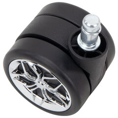 Колеса (ролики) BRABIX для кресла, прорезиненные, ХРОМ, d 60 мм, КОМПЛЕКТ 5 шт., шток d 11 мм, черные, короб, 533088