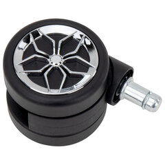 Колеса (ролики) BRABIX для кресла, прорезиненные, ХРОМ, d 60 мм, КОМПЛЕКТ 5 шт., шток d 11 мм, черные, короб, 533088