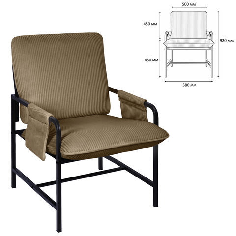 Кресло BRABIX Gentle LC-300, ЛОФТ, пружинный блок, ткань велсофт (плюш), мокко, 533143