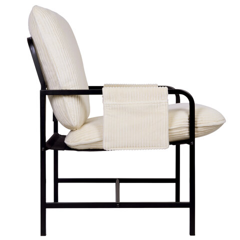 Кресло BRABIX "Gentle LC-300", ЛОФТ, пружинный блок, ткань велсофт (плюш), молочное, 533144