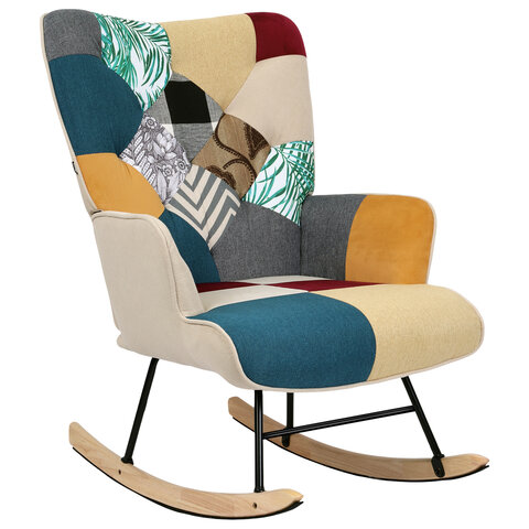 Кресло-качалка BRABIX Rock LC-310, ткань, пэчворк (лоскутное), 533149