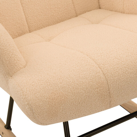 Кресло-качалка BRABIX "Rock LC-310", фактурная ткань букле (экомех), кремовое, 533150