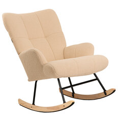 Кресло-качалка BRABIX &laquo;Rock LC-310&raquo;, фактурная ткань букле (экомех), кремовое, 533150