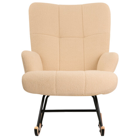 Кресло-качалка BRABIX "Rock LC-310", фактурная ткань букле (экомех), кремовое, 533150