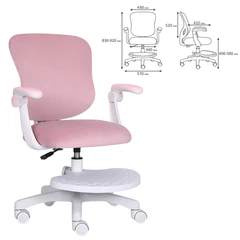 Кресло детское с подставкой для ног BRABIX &laquo;Sky MG-206&raquo;, велюр, розовое, 533154