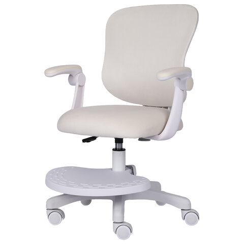 Кресло детское с подставкой для ног BRABIX Sky MG-206, велюр, бежевое, 533156