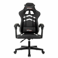 Кресло компьютерное BRABIX &laquo;Shooter GM-123&raquo;, 2 подушки, экокожа, черное/<wbr/>белое, 533191