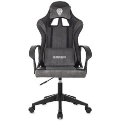 Кресло компьютерное BRABIX &laquo;Forcer GM-127&raquo;, 2 подушки, экокожа/<wbr/>велюр, черное/<wbr/>серое, 533216