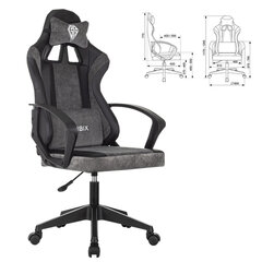 Кресло компьютерное BRABIX &laquo;Forcer GM-127&raquo;, 2 подушки, экокожа/<wbr/>велюр, черное/<wbr/>серое, 533216