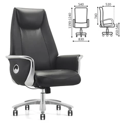 Кресло HAWASAN (ХАВАСАН) PREMIUM EX-800, до 200 кг, синхромеханизм, алюминий, экокожа, черное, 533234