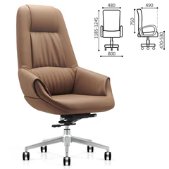 Кресло HAWASAN (ХАВАСАН) PREMIUM EX-810, хромированная сталь, экокожа, коричневое, 533236
