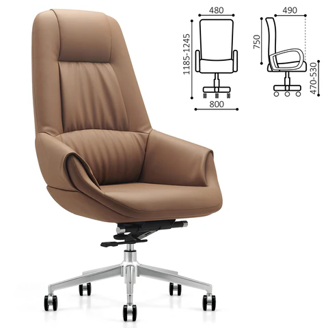 Кресло HAWASAN PREMIUM EX-810, алюминий, экокожа, коричневое, 533236
