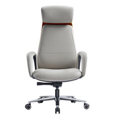 Кресло HAWASAN (ХАВАСАН) PREMIUM EX-820, синхромеханизм, слайдер, экокожа, белое/<wbr/>коричневое, 533237