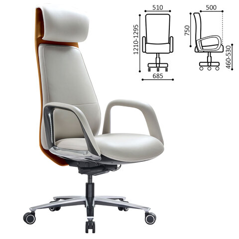 Кресло HAWASAN PREMIUM EX-820, синхромеханизм, слайдер, экокожа, белое/коричневое, 533237