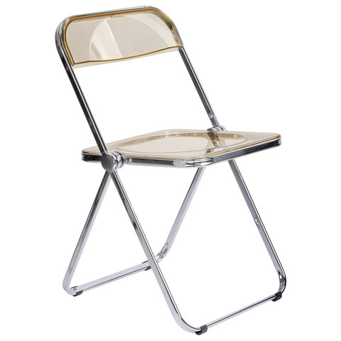 Стул складной прозрачный янтарный BRABIX "Glam CF-020", хромированный каркас, пластик, 533246