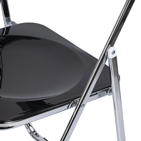 Стул складной глянцевый черный BRABIX "Style CF-015", хромированный каркас, пластик, 533248