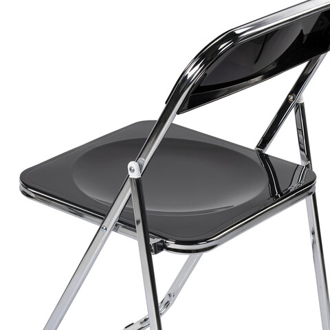 Стул складной глянцевый черный BRABIX "Style CF-015", хромированный каркас, пластик, 533248