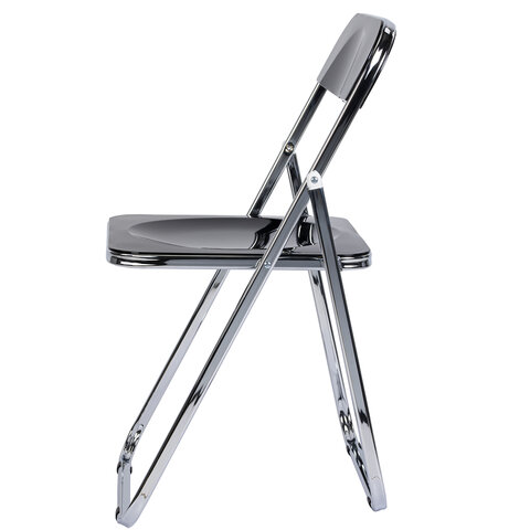 Стул складной глянцевый черный BRABIX "Style CF-015", хромированный каркас, пластик, 533248