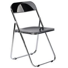 Стул складной глянцевый черный BRABIX "Style CF-015", хромированный каркас, пластик, 533248